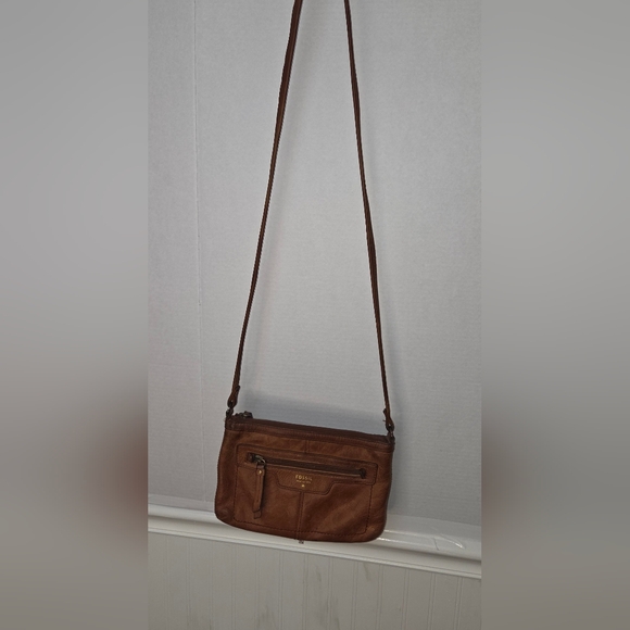 Fossil Crossbody Leather Purse Womens Small  Zipper Closure Vintage Lined - Picture 3 of 13